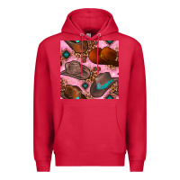 Cardinal western cowboy hat seamless pattern Premium Hoodie - BundleAndBundleShop