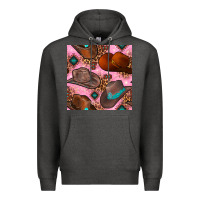 Charcoal Heather western cowboy hat seamless pattern Premium Hoodie - BundleAndBundleShop