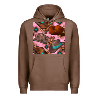Chestnut western cowboy hat seamless pattern Premium Hoodie - BundleAndBundleShop