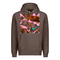 Coffee western cowboy hat seamless pattern Premium Hoodie - BundleAndBundleShop