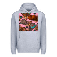Heather Grey western cowboy hat seamless pattern Premium Hoodie - BundleAndBundleShop