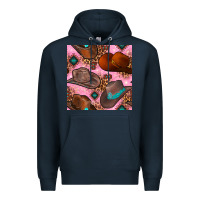Navy western cowboy hat seamless pattern Premium Hoodie - BundleAndBundleShop