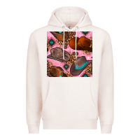 Pale Pink western cowboy hat seamless pattern Premium Hoodie - BundleAndBundleShop