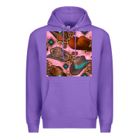 Purple western cowboy hat seamless pattern Premium Hoodie - BundleAndBundleShop