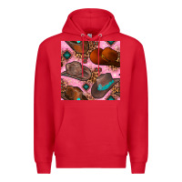 Red western cowboy hat seamless pattern Premium Hoodie - BundleAndBundleShop