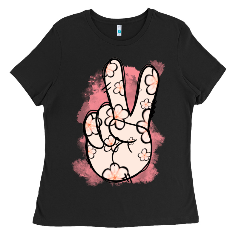 Floral Peace Sign Ladies Tee by Jasminsmagicworld | Teevron