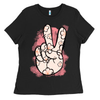 Black Floral Peace Sign Ladies Tee - Jasminsmagicworld