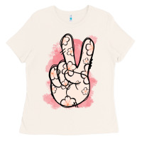 Bone Floral Peace Sign Ladies Tee - Jasminsmagicworld