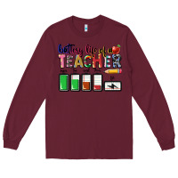 Burgundy Battery life of a Teacher Long Sleeve Tee - CowGirlArtShop