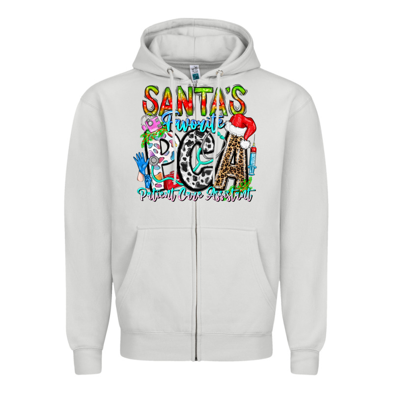 Santas Favorite Pca Patient Care Assistant Zipper Hoodie by CowhideDigitalArt | Teevron