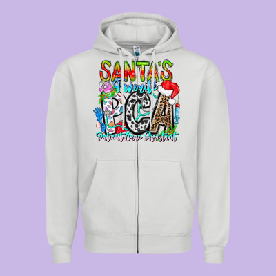 Santas Favorite Pca Patient Care Assistant Zipper Hoodie Designed By Cowhidedigitalart