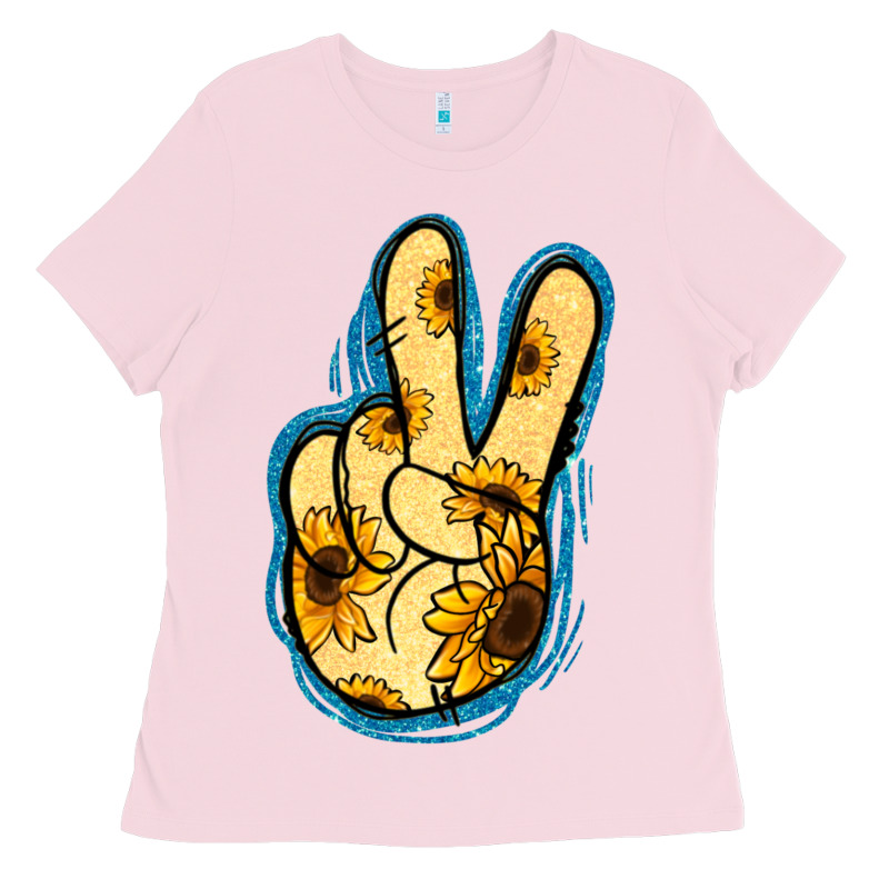Yellow Glitter Sunflower Peace Sign Ladies Tee by Jasminsmagicworld | Teevron