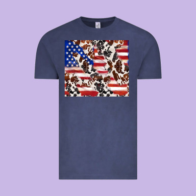 Cowhide Amerikan Flag Vintage Tee Designed By Tumblerdesignbyshophia