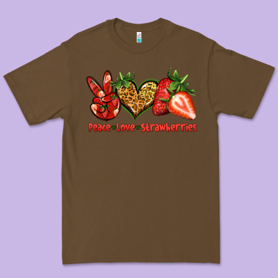 Peace Love Strawberries Premium Tee Designed By Jasminsmagicworld