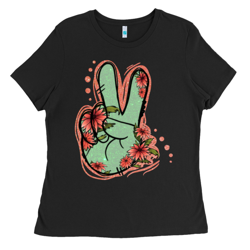 Green Glitter Floral Peace Sign Ladies Tee by Jasminsmagicworld | Teevron