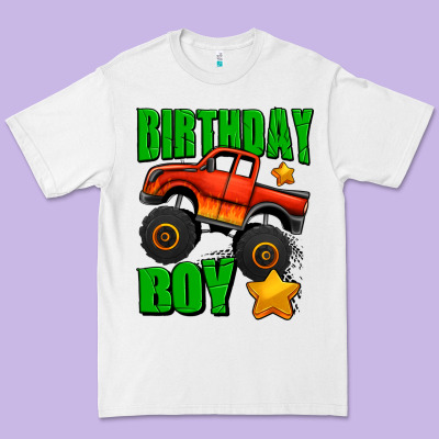 Birthday Boy Monster Truck Premium Tee Designed By Jasminsmagicworld
