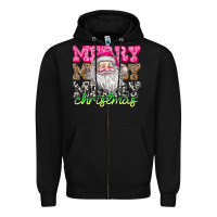 Black merry merry merry christmas Zipper Hoodie - CowhideDigitalArt