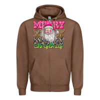 Chestnut merry merry merry christmas Zipper Hoodie - CowhideDigitalArt