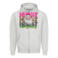 Dove Grey merry merry merry christmas Zipper Hoodie - CowhideDigitalArt