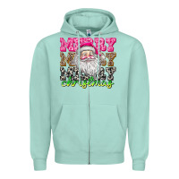 Seafoam merry merry merry christmas Zipper Hoodie - CowhideDigitalArt