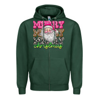 Sports Green merry merry merry christmas Zipper Hoodie - CowhideDigitalArt