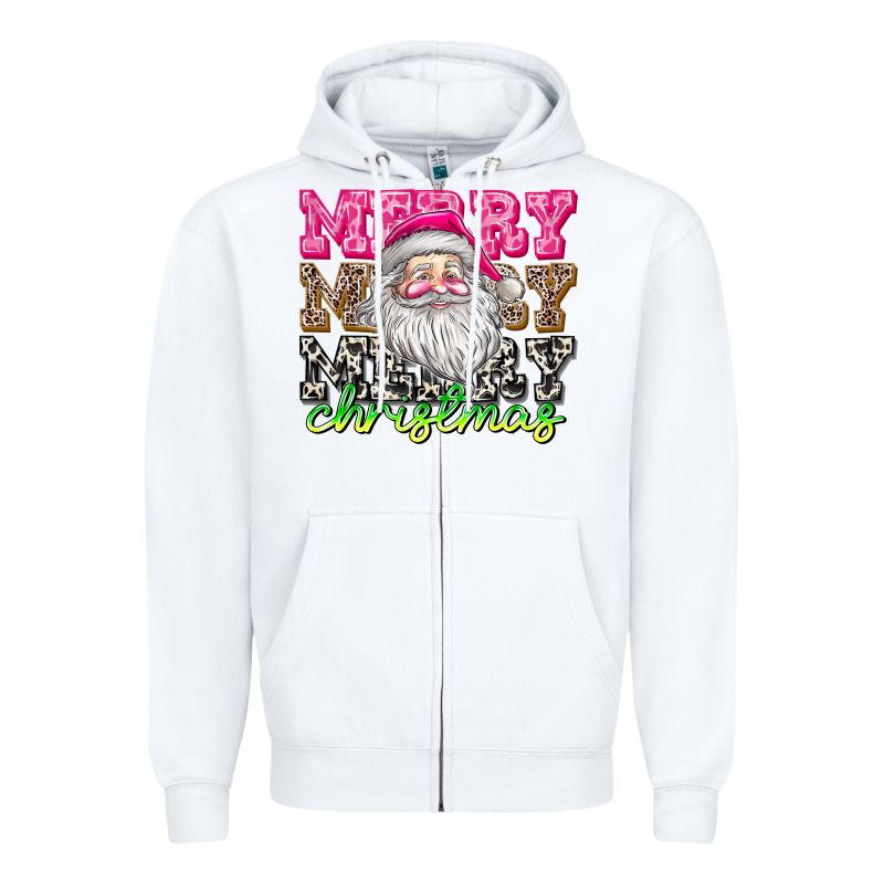 Merry Merry Merry Christmas Zipper Hoodie by CowhideDigitalArt | Teevron