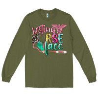 Army Green resting nurse face Long Sleeve Tee - CowGirlArtShop