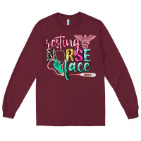 Burgundy resting nurse face Long Sleeve Tee - CowGirlArtShop