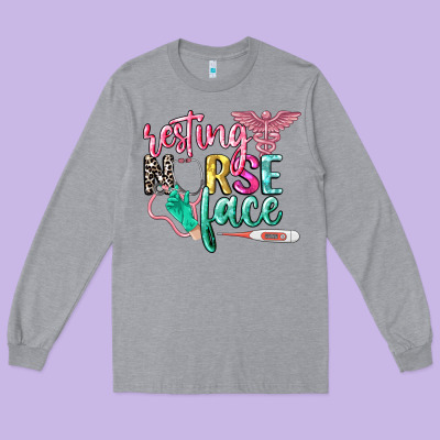 Resting Nurse Face Long Sleeve Tee Designed By Cowgirlartshop