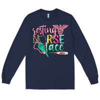 Navy resting nurse face Long Sleeve Tee - CowGirlArtShop