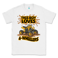 White Kids Atv Outfit 4 Wheeler Mudding Gift- Boys Four Wheeler Classic Tee - minhPixels