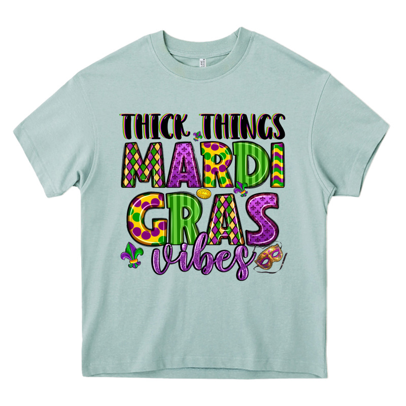 Thick Things Mardi Gras Vibes Heavy Core Tee by LillyAllenDesigns | Teevron