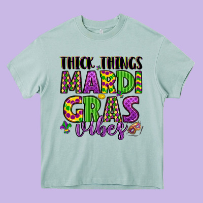 Thick Things Mardi Gras Vibes Heavy Core Tee Designed By Lillyallendesigns