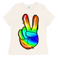 Bone rainbow peace sign Ladies Tee - Jasminsmagicworld
