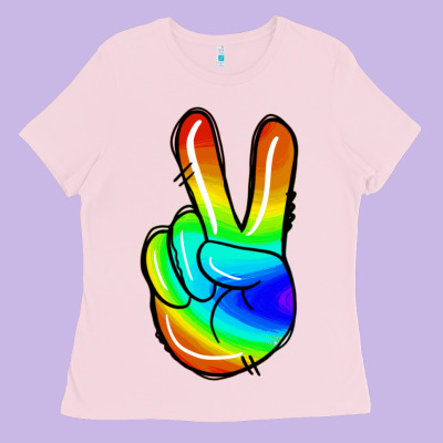 Rainbow Peace Sign Ladies Tee Designed By Jasminsmagicworld