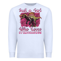 White just a girl who loves baby spinosaurus Premium Sweatshirt - Artiststas