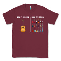 Burgundy Guitars How it Started How It's Going Guitar Players Funny Classic Tee - minhPixels