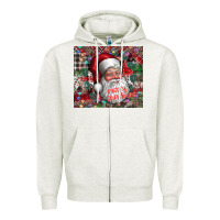 Oatmeal Heather merry christmas Zipper Hoodie - CowhideDigitalArt