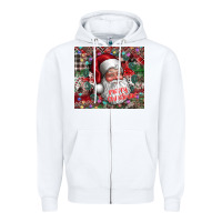 White merry christmas Zipper Hoodie - CowhideDigitalArt
