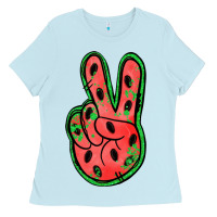 Baby Blue watermelon peace sign Ladies Tee - Jasminsmagicworld