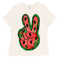 Bone watermelon peace sign Ladies Tee - Jasminsmagicworld
