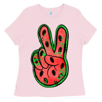 Bubblegum Pink watermelon peace sign Ladies Tee - Jasminsmagicworld