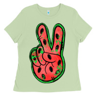 Matcha watermelon peace sign Ladies Tee - Jasminsmagicworld