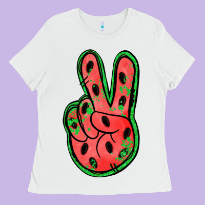 Watermelon Peace Sign Ladies Tee Designed By Jasminsmagicworld