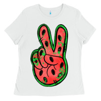 White watermelon peace sign Ladies Tee - Jasminsmagicworld