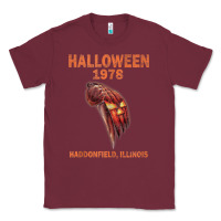 Burgundy Halloween 1978 Holiday Spooky Myers Pumpkin Haddonfield Classic Tee - minhPixels