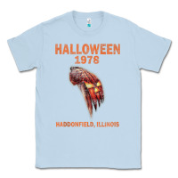 Dusty Blue Halloween 1978 Holiday Spooky Myers Pumpkin Haddonfield Classic Tee - minhPixels