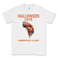 White Halloween 1978 Holiday Spooky Myers Pumpkin Haddonfield Classic Tee - minhPixels