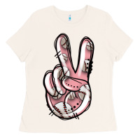 Bone baseball peace sign Ladies Tee - Jasminsmagicworld