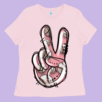 Baseball Peace Sign Ladies Tee Designed By Jasminsmagicworld